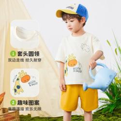 俞兆林 100%纯棉夏季薄款男童短袖短裤两件装婴幼套装