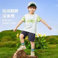 纤丝鸟 夏季薄款男童100%纯棉短袖短裤两件宝宝婴幼套装