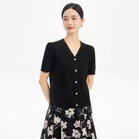 娜尔思 简约气质V领针织衫夏季上衣