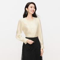 Koradior 秋季醋纤混纺优雅气质长袖衬衫女时尚光感通勤女