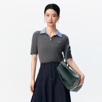 娜尔思 复古撞色翻领绞花针织衫26年夏季新款