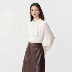 Koradior 2026春法式复古蝴蝶结轻弹力通勤白衬衫女衬衣