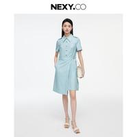 NEXY.CO 夏季商务通勤polo领衬衫裙亮色减龄时尚气质连衣裙女