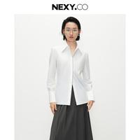 NEXY.CO 2026年秋季通勤百搭纯色长袖衬衫上衣女