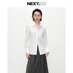 NEXY.CO 2026年秋季通勤百搭纯色长袖衬衫上衣女