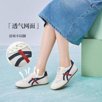 百思图 春秋网面内增高德训鞋潮流复古运动女休闲鞋
