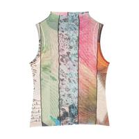 Desigual 网纱弹力修身印花拼接无袖女士吊带背心