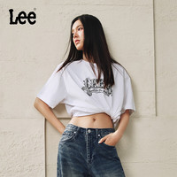 Lee 圆领手工Logo印花 白色 XL 男士短袖T恤