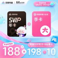 百度网盘 svip超级会员1年卡12个月AI云盘 优酷/B站任选