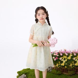 INMAN/茵曼 女童透气国风立领连衣裙