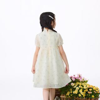 INMAN/茵曼 女童透气国风立领连衣裙