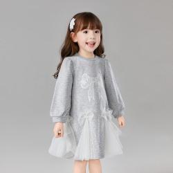 笛莎 25春秋婴幼女童甜美休闲芭蕾网纱长袖连衣裙