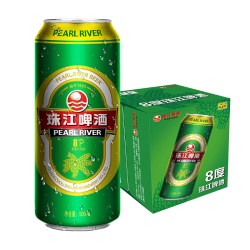 珠江啤酒 8度清爽系列 绿金款 啤酒 500ml*12罐/箱
