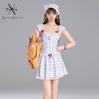 型盛 高级感泳衣女新款连体裙式韩ins格子印花保守遮肚显瘦纯欲少女风