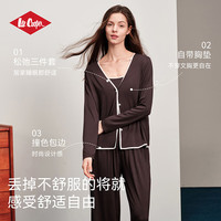 Lee Cooper 吊带开衫家居服套装竹纤维抑菌背心带胸垫睡衣女 （开衫+家居裤） M （100-115斤）