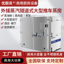 优厨派 商用推车式蒸柜大型蒸箱中央厨房大型推车式蒸汽房蒸柜蒸箱 ZYC-SD-ZF隧道式大型推车蒸房 340盘
