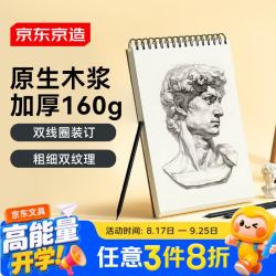 京东京造 A4/60张 160g素描本专业美术速写本素描纸双线圈竖翻绘画初学入门