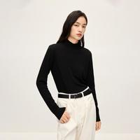 欧时力 秋装进口100%美丽诺羊毛半高领毛衣女