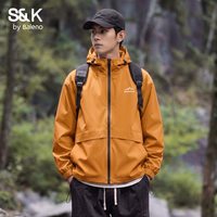 班尼路 S&K橘色外套男款秋季户外山系防风连帽夹克男士宽松上衣潮A