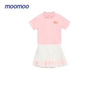 莫莫 美特斯邦威旗下moomoo童装夏新款女童polo上衣百褶短裙两件套