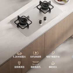 万和 蓝莲花系列 JZT-B9B50 5.2kW 超密大火力 双眼不锈钢 天然气燃气双灶