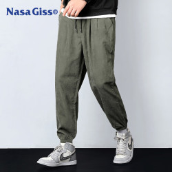 NASA GISS 官方潮牌休闲裤男秋冬港风宽松百搭休闲运动长裤子男 29军绿 3XL