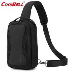 coolbell COOL BELL新款男士高级胸包防水大容量斜挎包休闲时尚外出零钱证件收纳挎包 黑色7206