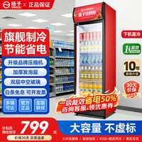 扬子 饮料柜商用冰柜直冷藏展示柜酒水柜纯风冷无霜保鲜柜超市玻璃门大容量冰箱立式啤酒柜 【经典直冷丨黑红