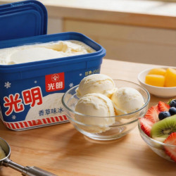 光明牌 白雪冰砖 香草味奶砖冰淇淋1000g*1桶 大桶家庭装冷饮