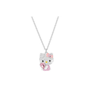 施华洛世奇 Hello Kitty凯蒂猫爱心水晶项链 粉色 F(均码)