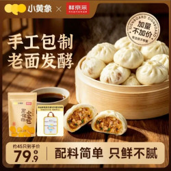 小黄象 ×鲜京采黑猪肉小笼包 2.25斤约45个 手工老面包子儿童早餐速食