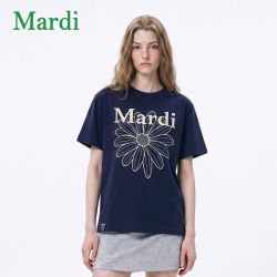 玛尔帝 官方正品大雏菊时尚短袖T恤修身显瘦圆领正肩夏季上衣女通勤