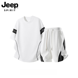 JEEP SPIRIT 白色T恤+白色短裤 XL