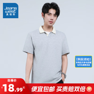 真维斯 男款2026夏季新款短袖POLO衫男士商务休闲翻领简约上衣JEP A款中灰色2030 2XL