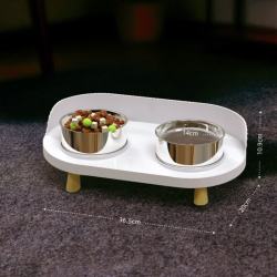 艾风格 不锈钢大口径猫碗防打翻护颈食水两用 小饭桌不锈钢双碗