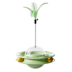 三栖虎 新款宠物玩具不倒翁转盘逗猫玩具猫咪自嗨逗猫棒猫玩具用品 绿色 不倒翁漏食玩具