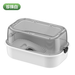 三栖虎 龟缸乌龟专用缸家用生态饲养盒带晒台爬台巴西龟养殖箱乌龟盆 乌龟盒 珍珠白 宠物盒