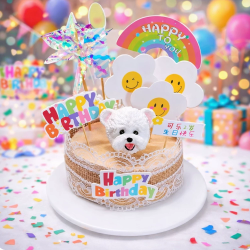 苗句宠 宠物冻干生日蛋糕 猫狗可食 狗零食猫咪蛋糕狗狗生日 款式1：彩虹甜心（含石膏头像） 冻干鸡肉