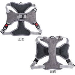 艾风格 宠物反光可调胸背带中大型犬专用 灰色 M码(建议7-13斤)