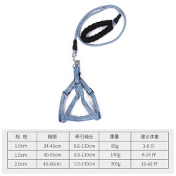艾风格 防爆冲伸缩牵引绳大中小型犬专用遛狗背带 蓝色 M码