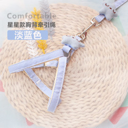 艾风格 猫咪狗狗通用牵引绳中小犬胸背带宠物遛宠神器 蓝色1.2米 S码