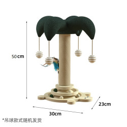 艾风格 猫咪自嗨转盘剑麻猫抓柱逗猫棒耐玩猫爬架玩具 乌龟松木款转盘(小丑帽)