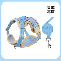 艾风格 狗狗胸背式牵引绳 牛奶蓝 s