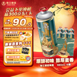 珠江啤酒 11度 珠江原浆啤酒 980ml*6听 整箱装 京东自营