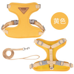艾风格 经典猫咪牵引绳防挣脱猫咪胸背带外出遛猫绳可调节猫咪牵引绳 黄色 XS