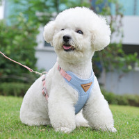 艾风格 狗狗牵引绳 防挣脱宠物胸背带泰迪比熊小型犬狗狗胸背 孔雀蓝 XS