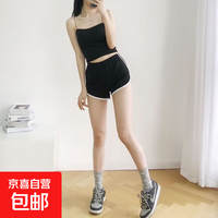 京喜 灰色运动短裤女夏季外穿高腰显瘦休闲百搭阔腿跑步健身瑜伽热裤 皇派D01黑色 M