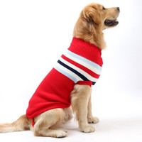 迪普尔 狗狗衣服狗衣服猫衣服宠物冬天中型犬大型犬狗狗毛衣大狗 条纹藏青-24寸（适合35-50斤） *