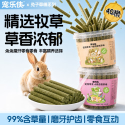 宠乐侠 兔子磨牙零食提摩西苜蓿草棒磨牙纯草压制兔兔龙猫豚鼠磨牙棒桶装 提摩西+苜蓿各一桶