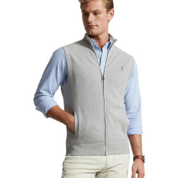 RALPH LAUREN Mesh-Knit Cotton Full-Zip Sweater Vest